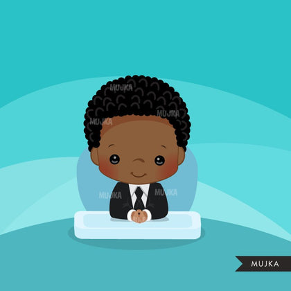 Black Baby Boss clipart, boys