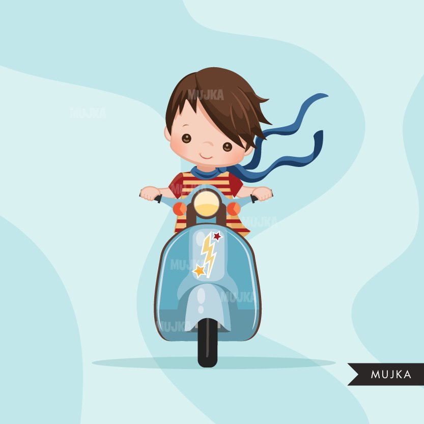 Scooter boy Clipart, front version