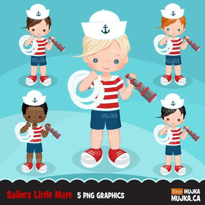Sailor Clipart, Boy in red stripes