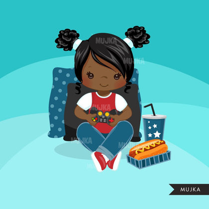 Girl Game night clipart