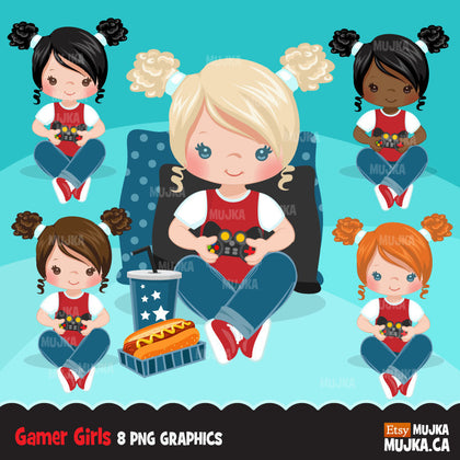 Girl Game night clipart