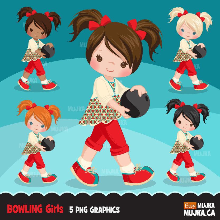Girl Bowling Clipart