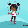 Workout Gym clipart, Girl skipping,