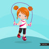 Workout Gym clipart, Girl skipping,