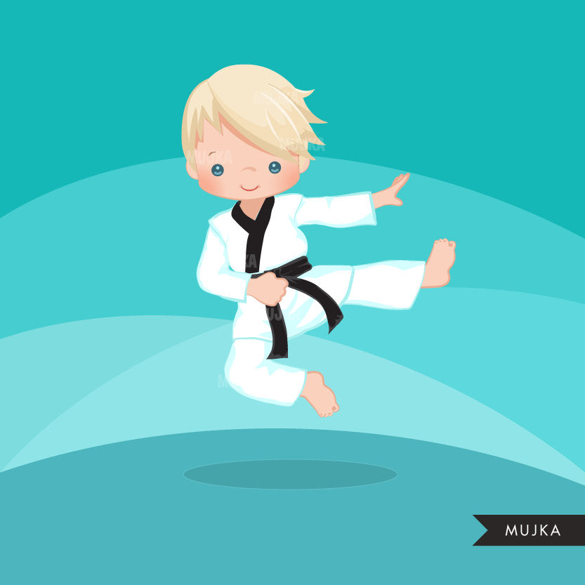 Karate Kid Clipart, gráfico de niño deportivo