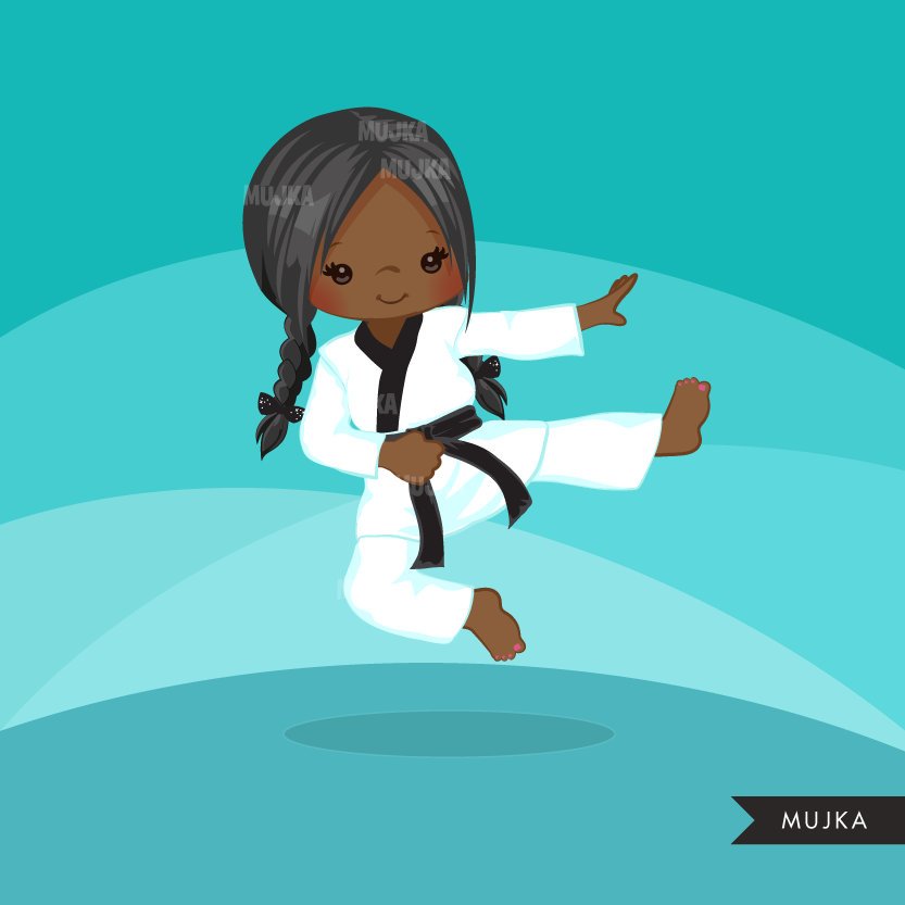 Karate Kid Clipart, Sporty girl graphic