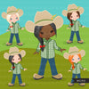 Farmer Clipart, Girl with tractor, Fall