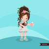 Planner girl clipart, black girl with curly hair