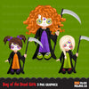 Halloween clipart. Day of the dead characters, girls