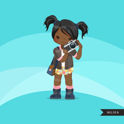 Photographer girls clipart, Girl version