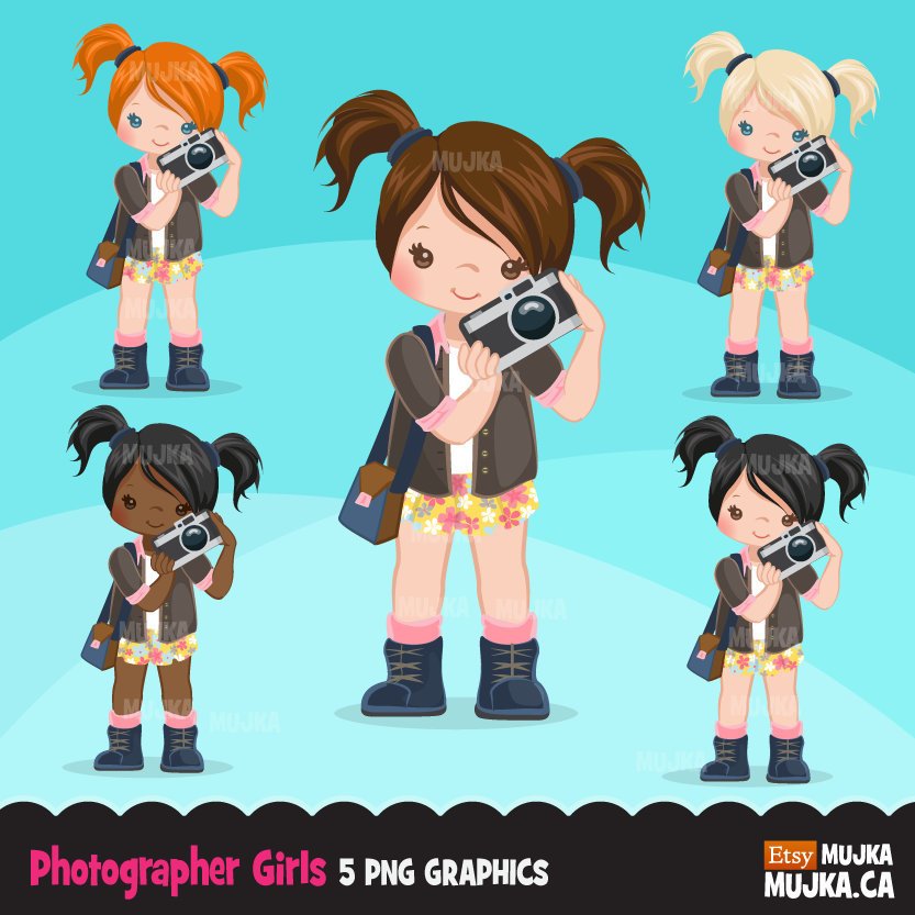 Photographer girls clipart, Girl version