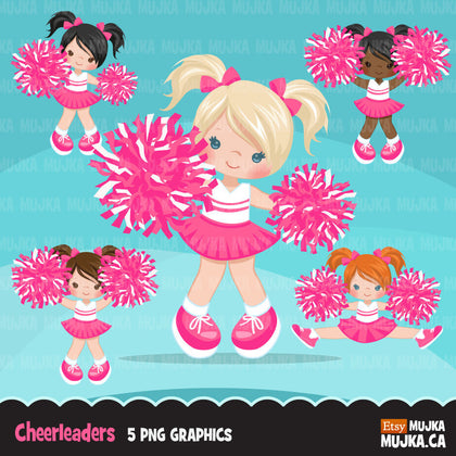 Girl Cheerleader Clipart. Sports Graphics, cheerleader pom pom