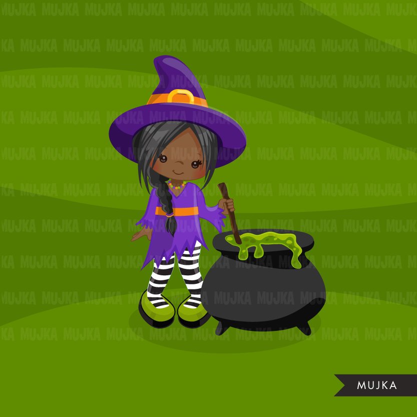 Halloween witch clipart, girls
