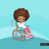 Special Needs Wheelchair clipart, black girl with disability version 2