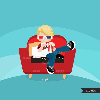 Movie night Clipart, with the boy