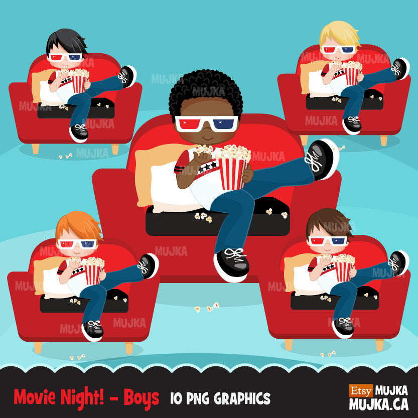 Movie night Clipart, with the boy