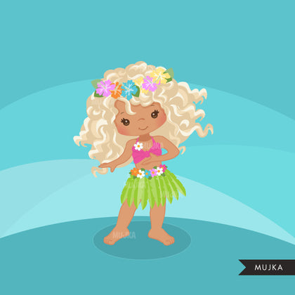 Hawaiian Hula Girl clipart, vacation graphic, summer