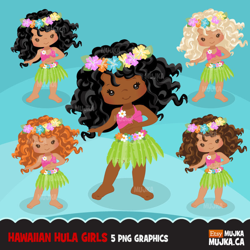 Hawaiian Hula Girl clipart, vacation graphic, summer