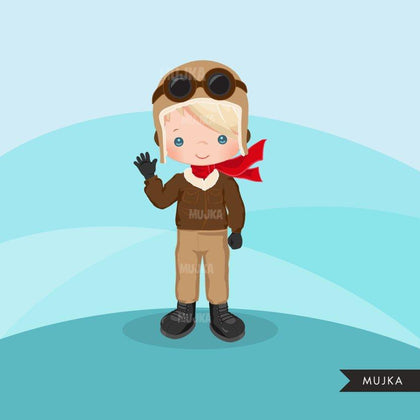 Pilot clipart, pilot boy characters
