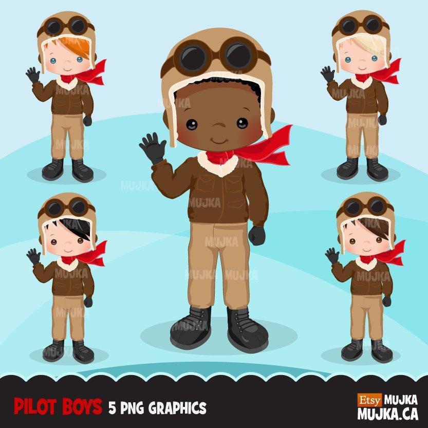 Pilot clipart, pilot boy characters