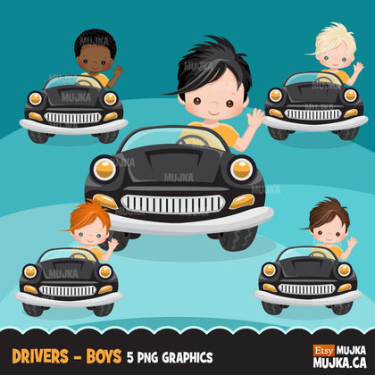 Boy Car driver clipart
