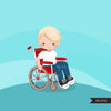 Special Needs Wheelchair clipart, boy disability