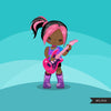 Rockstar Girls Clipart, guitarist girl