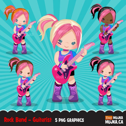 Rockstar Girls Clipart, guitarist girl