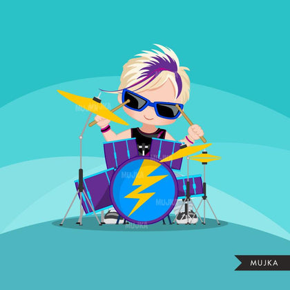 Rockstar Boy Clipart, african american drummer boy