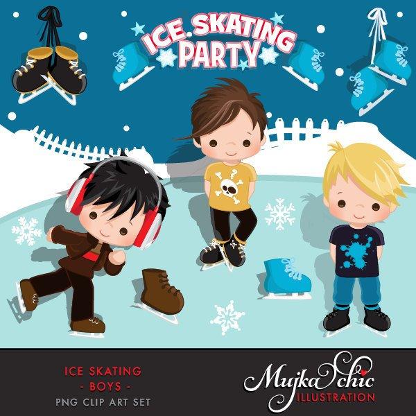 Ice Skating Clipart Sports Boy Birthday party. Winter graphics