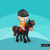 Horseback riding clipart, Boy riding animal