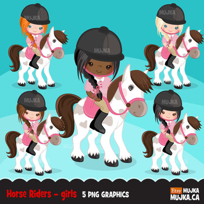 Horseback riding clipart, Girl riding animal