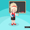 Cute Girl Teacher clipart. School Graphics