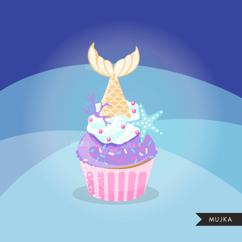 mermaid and cake clipart
