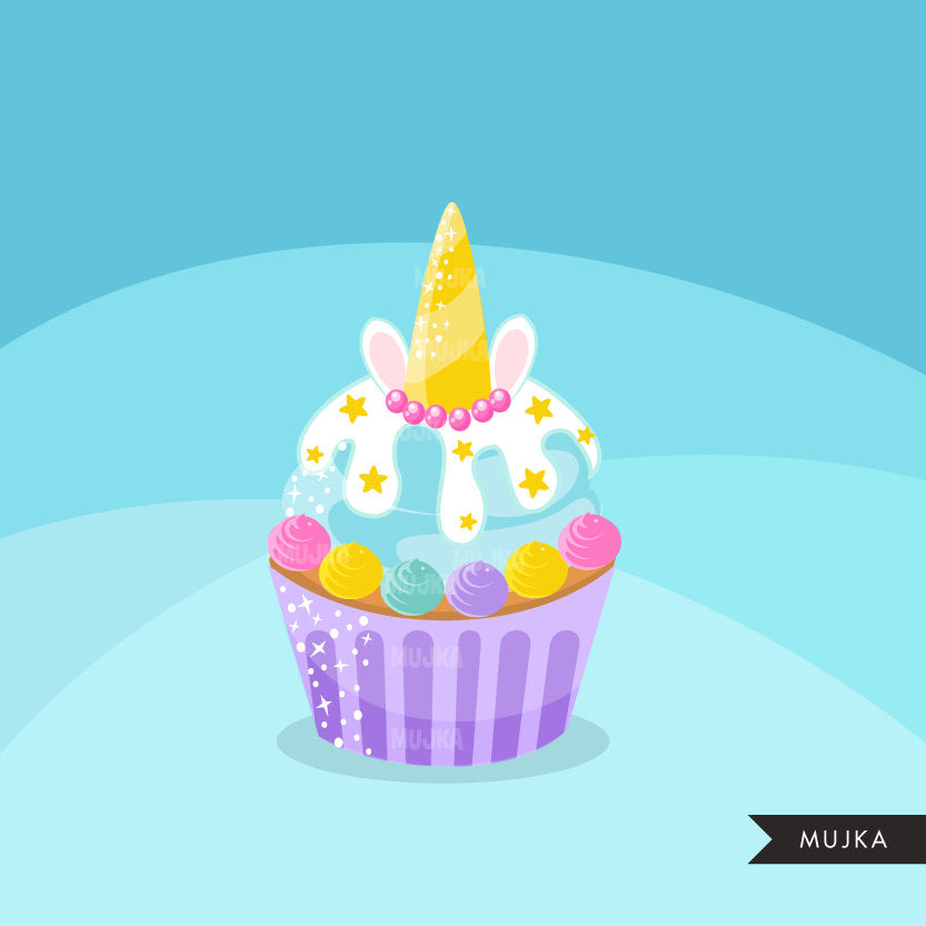 Unicorn cupcake clipart