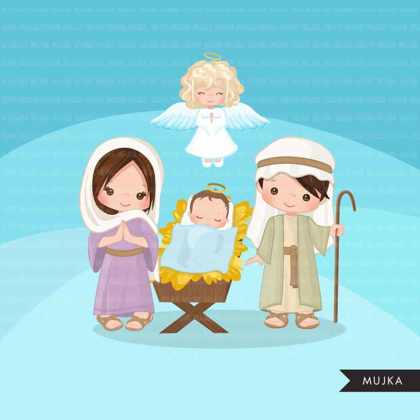 Nativity Clipart, boy and girl, religious, 3 KINGS, BIBLE GRAPHICS