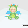 Baby Dragon clipart, Halloween Dragon costume
