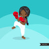 Kickboxing girl clipart, sporty girl