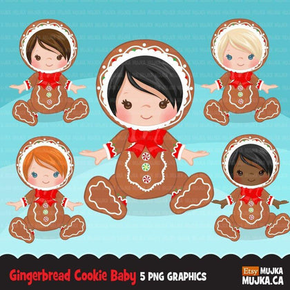 Clipart de galletas de jengibre para bebés, disfraz de Navidad