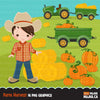 Farmer Clipart, Boy in fall tractor