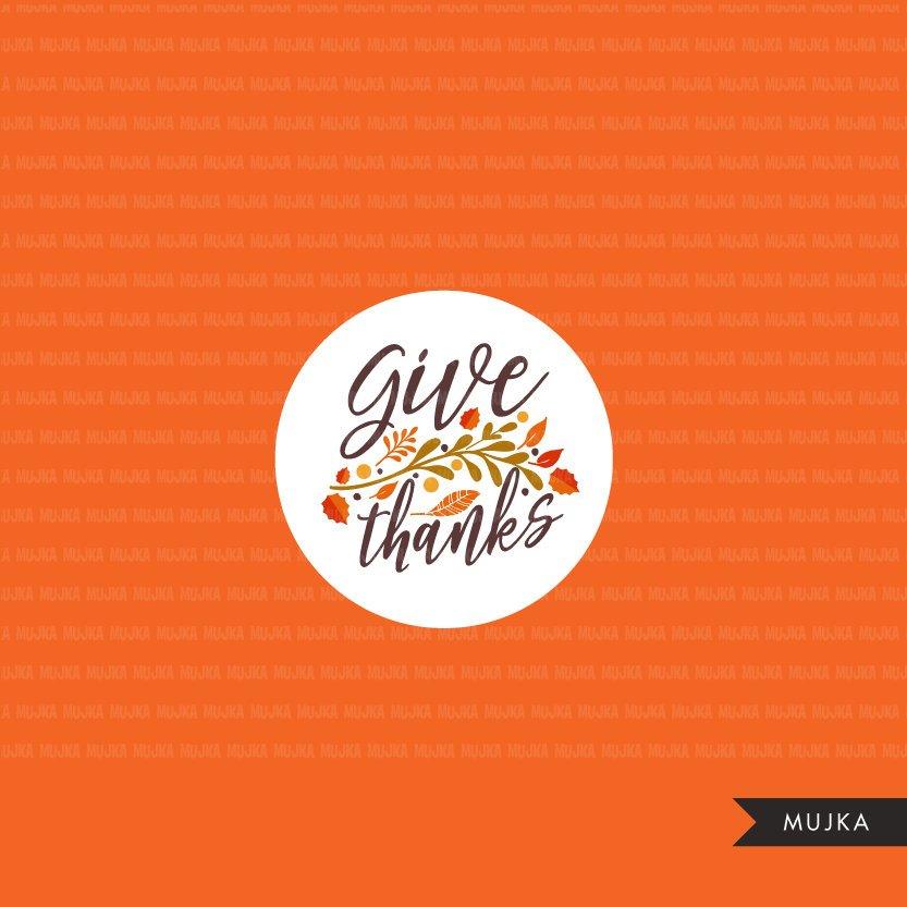 Thanksgiving Fall Word Art Clipart. Lettering