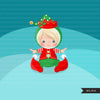 Clipart de elfo bebê, fantasia de duende de Natal