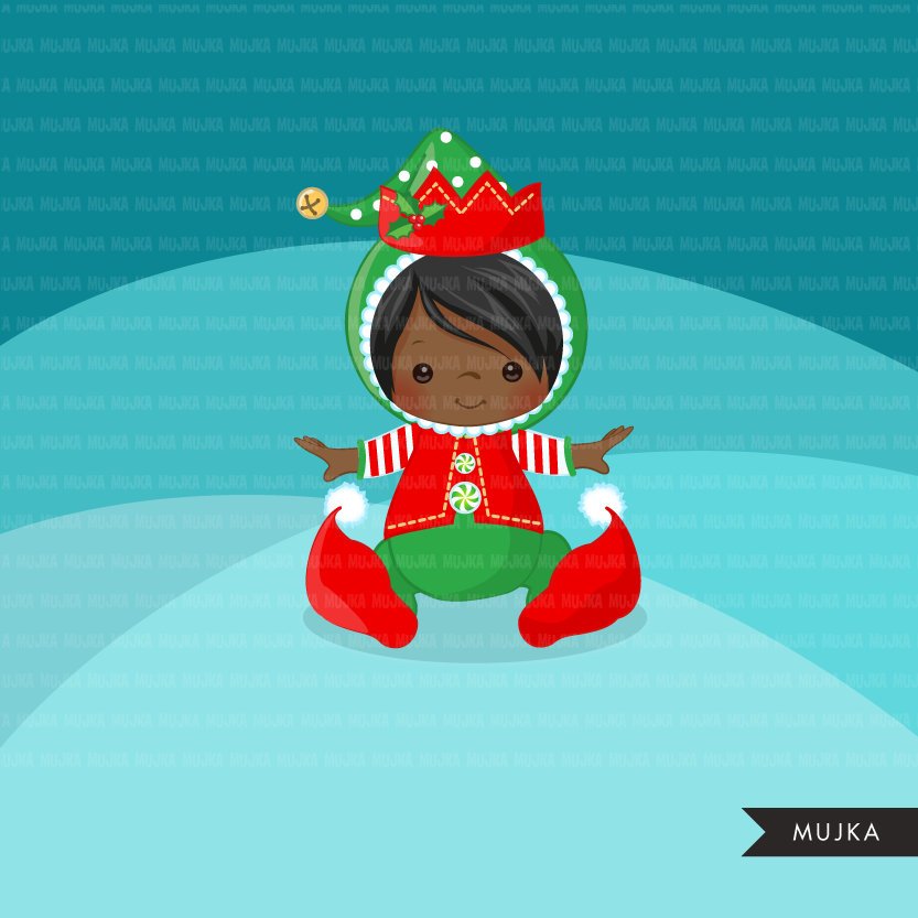 Baby Elf clipart, Christmas elf costume
