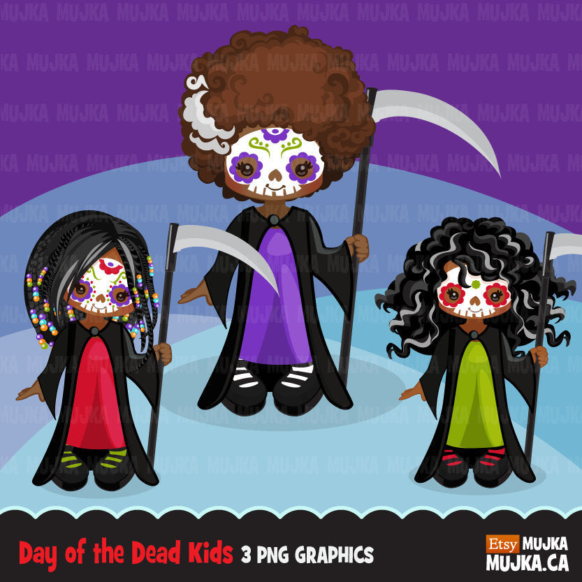 Halloween clipart. Day of dead graphics, girls