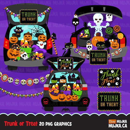Halloween Trunk or treat clipart.