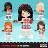 Christmas Clipart, girl with cookies and drink