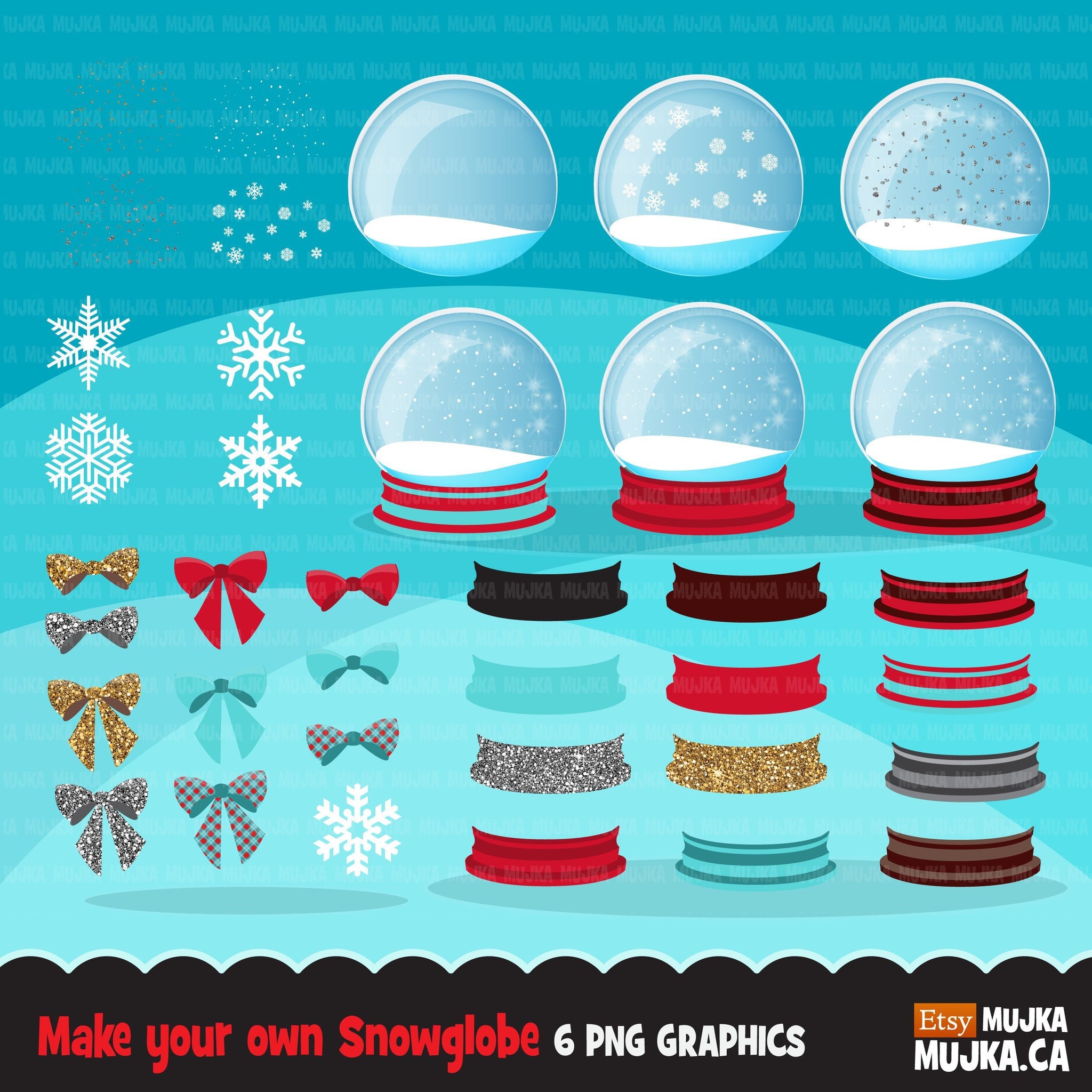 Christmas snow globe clipart winter, snow globe creator, make your own graphic