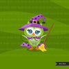Halloween owls clipart. Cute animal in Halloween costumes