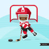 Hockey clipart, Boy in red jersey