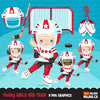 Hockey clipart, Girl in red jersey